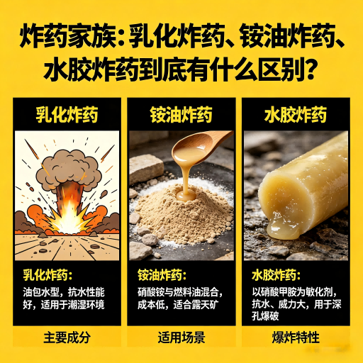 宁南炸药家族：乳化炸药、铵油炸药、水胶炸药到底有什么区别？